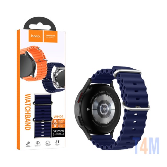Bracelete de Silicone con Fivela Dupla Hoco WH01 Flexible Series Marine 20mm Azul Meia Noite